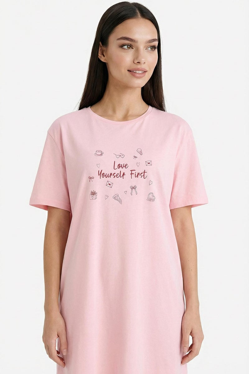 DeFacto Pink Woman Regular Fit Printed Nightgown Casual - Image 4